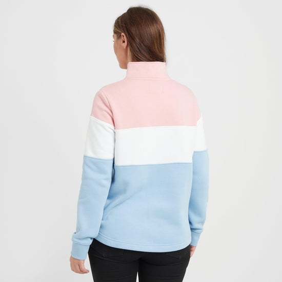 Womens Dumfries 1888 1/4 Zip Sweatshirt Pink/White/Blue