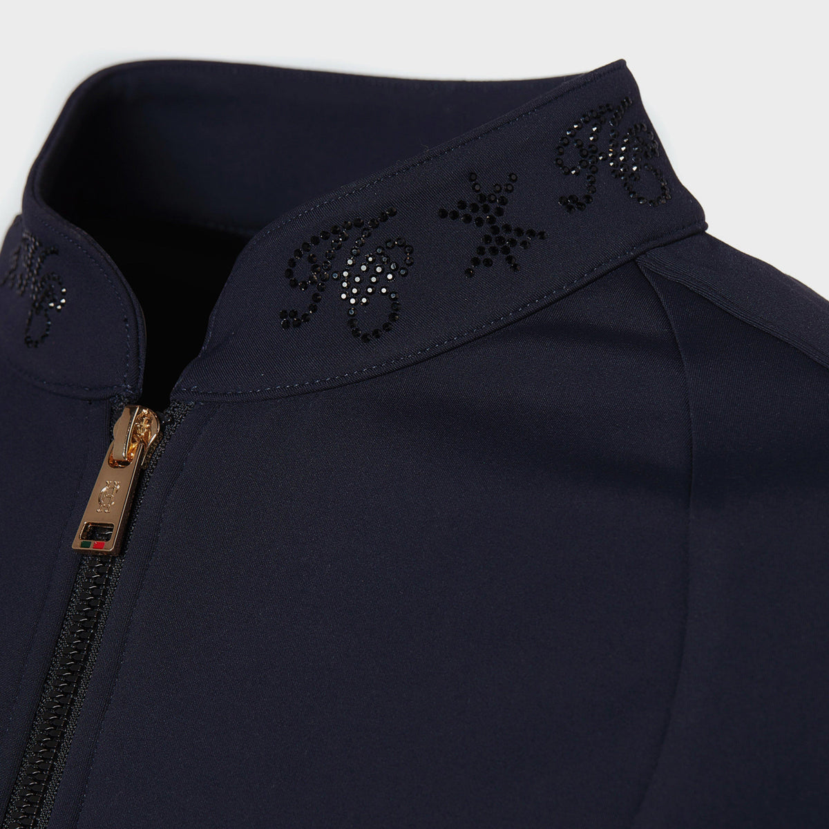 Womens Crystal Zip Sweater Ink Navy