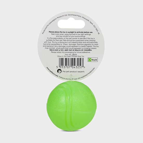Outdoor Paws Glow In The Dark TPR Ball Dog Toy