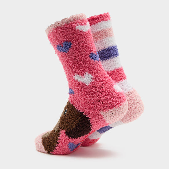 Junior Wild Feet Dog Cosy Lounge Socks 2 Pack