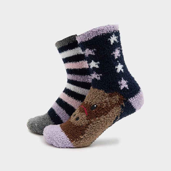 Junior Wild Feet Pony Cosy Lounge Socks 2 Pack