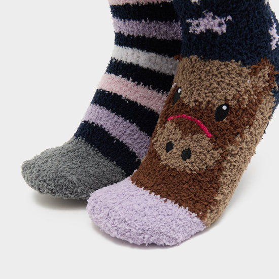 Junior Wild Feet Pony Cosy Lounge Socks 2 Pack