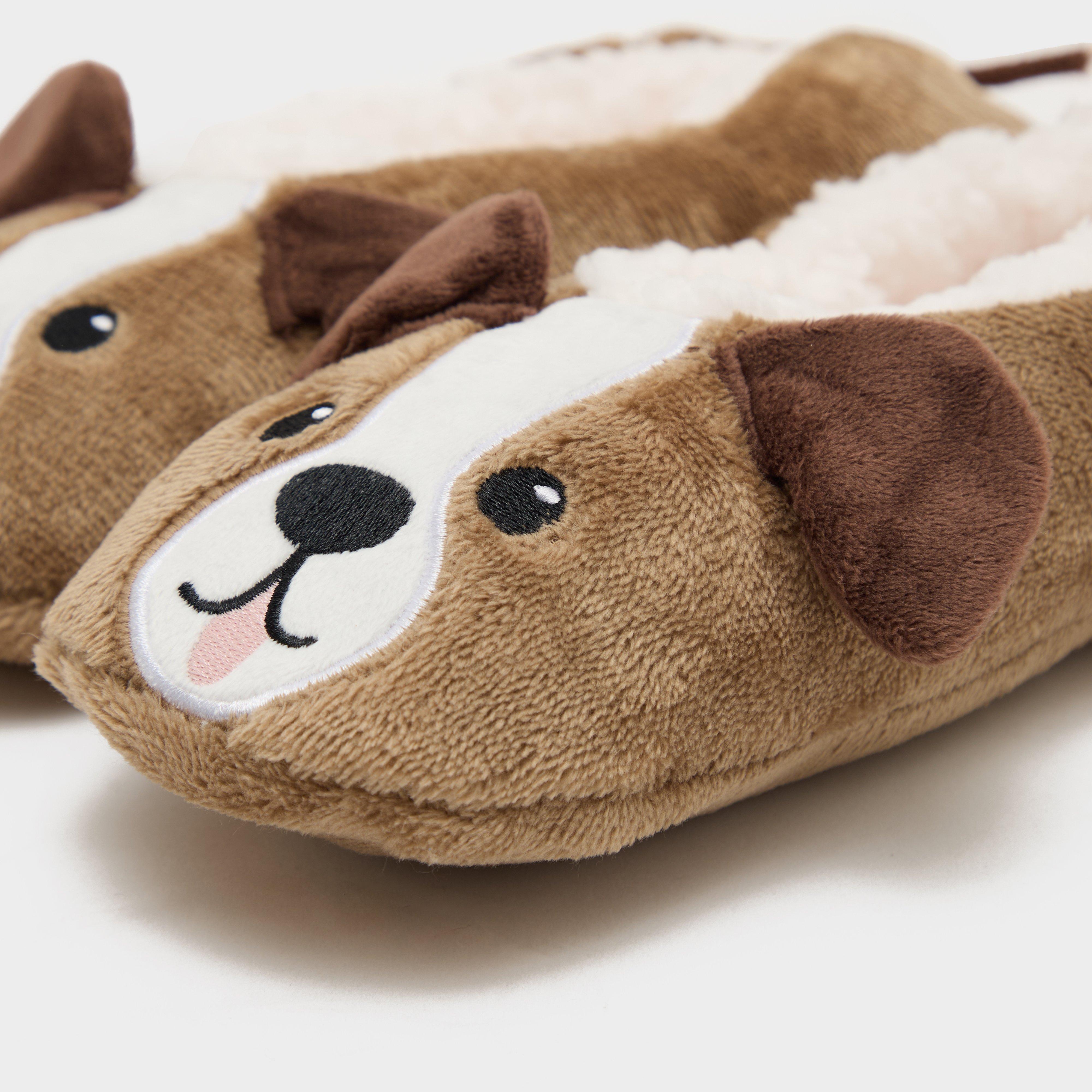 Kids’ Wild Feet Fluffy Footsie Dog Slippers