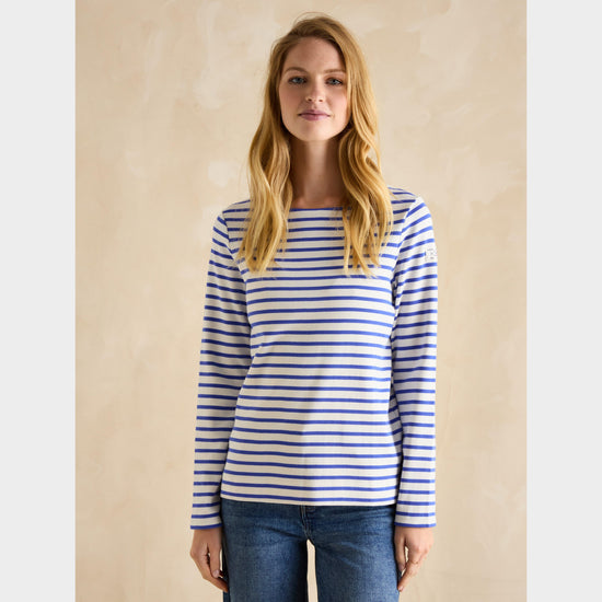 Womens Harbour Boat Neck Breton Top Blue Stripe