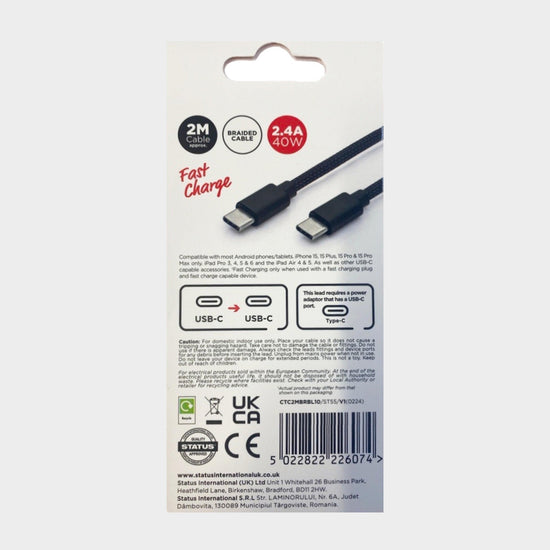 USB-C to USB-C Braided Cable 2m