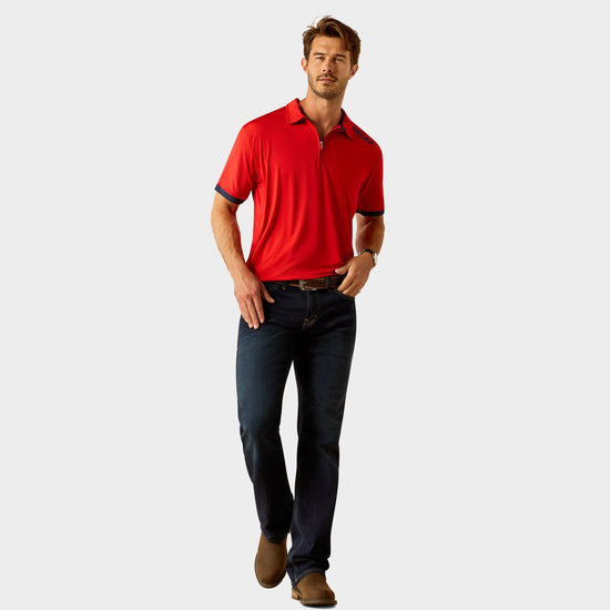 Mens Bandera 1/4 Zip Short Sleeved Polo Shirt