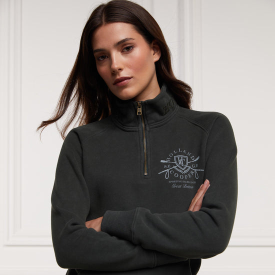 Womens Crest Zip Henley Racing Green