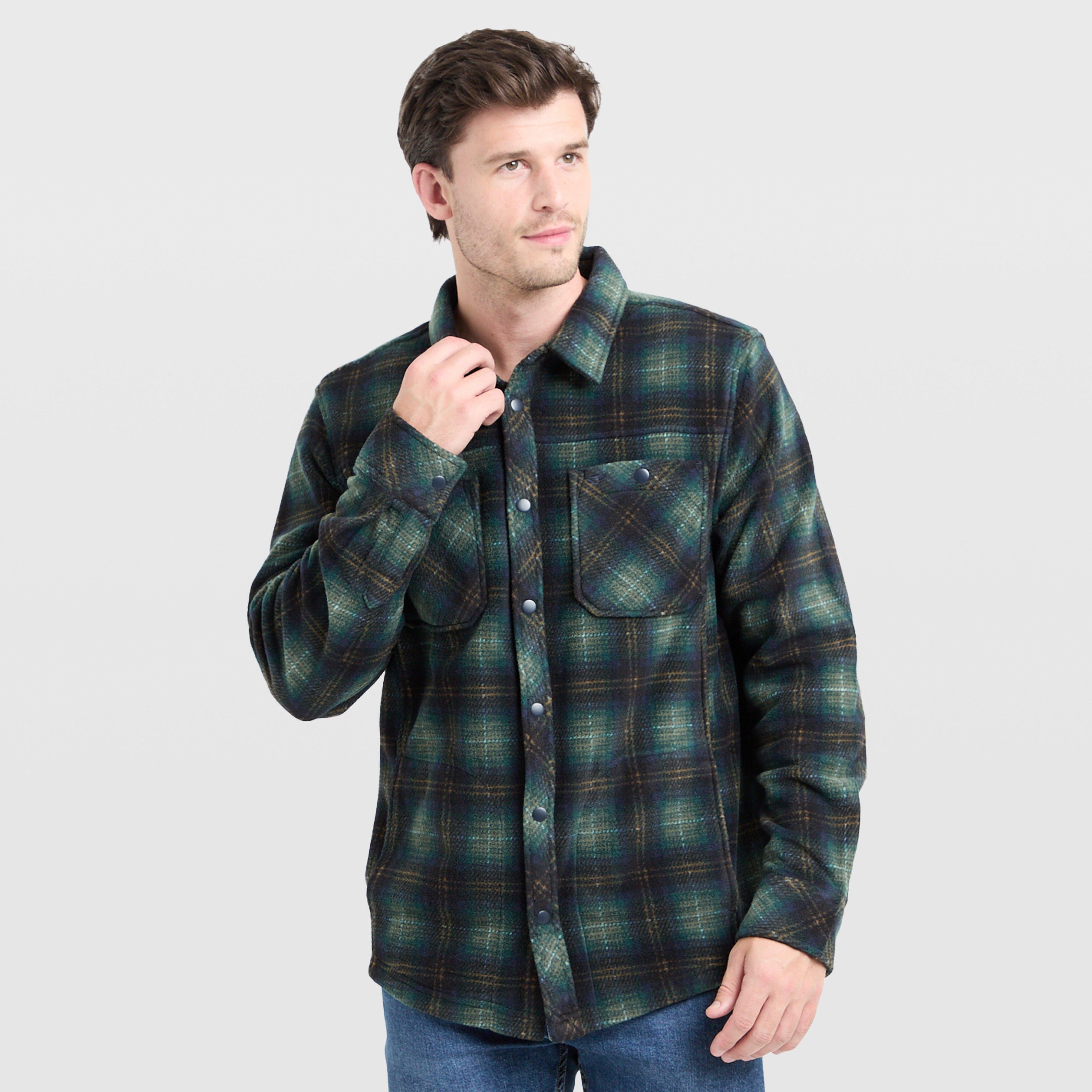 Mens Broxburn Fleece Shacket Navy/Green/Gold