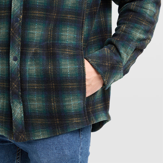 Mens Broxburn Fleece Shacket Navy/Green/Gold