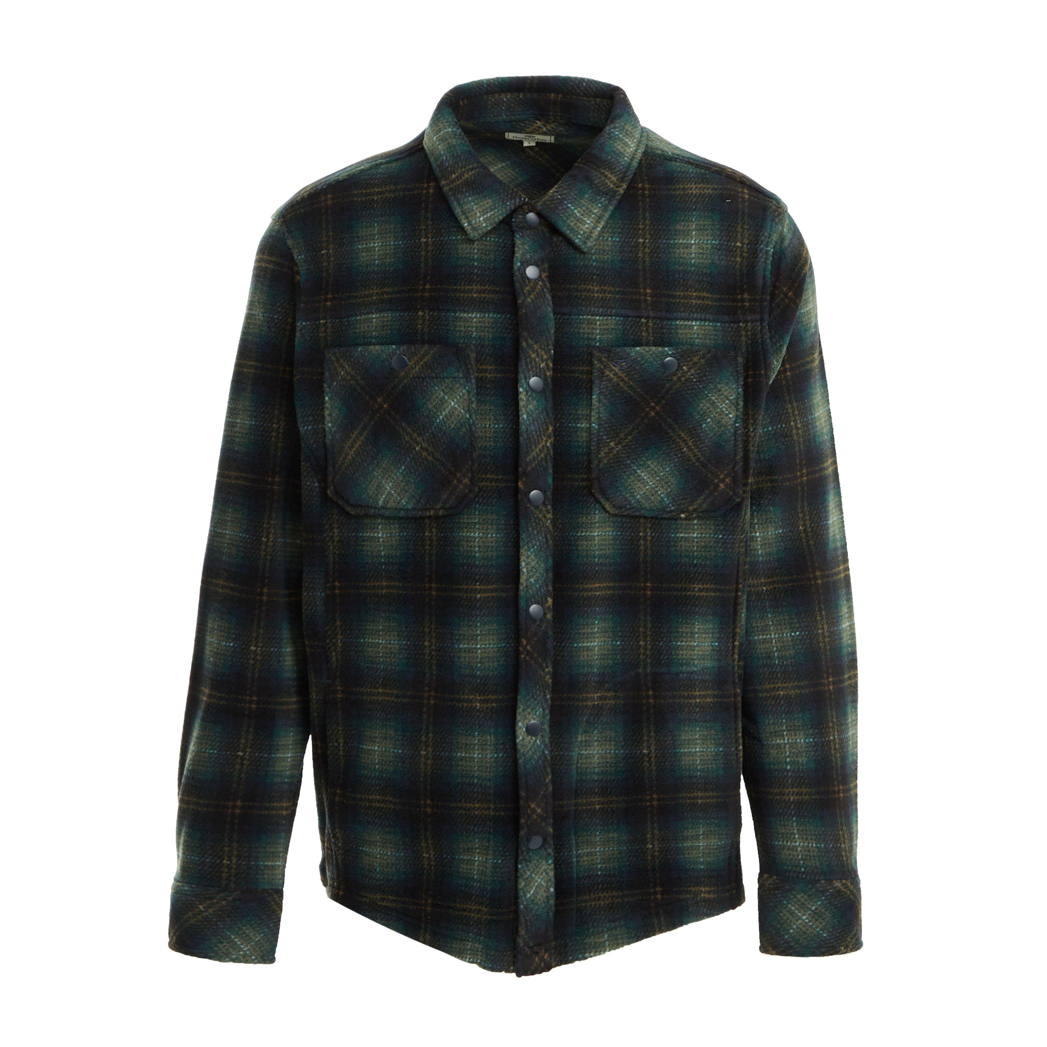 Mens Broxburn Fleece Shacket Navy/Green/Gold