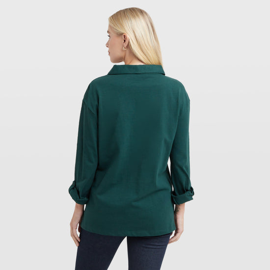 Women's Flip Collar Slub Top