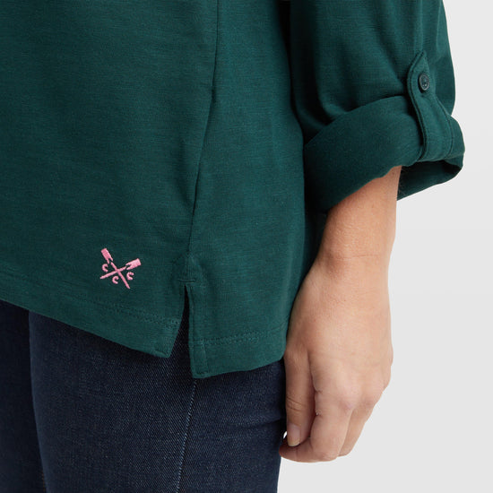 Women's Flip Collar Slub Top