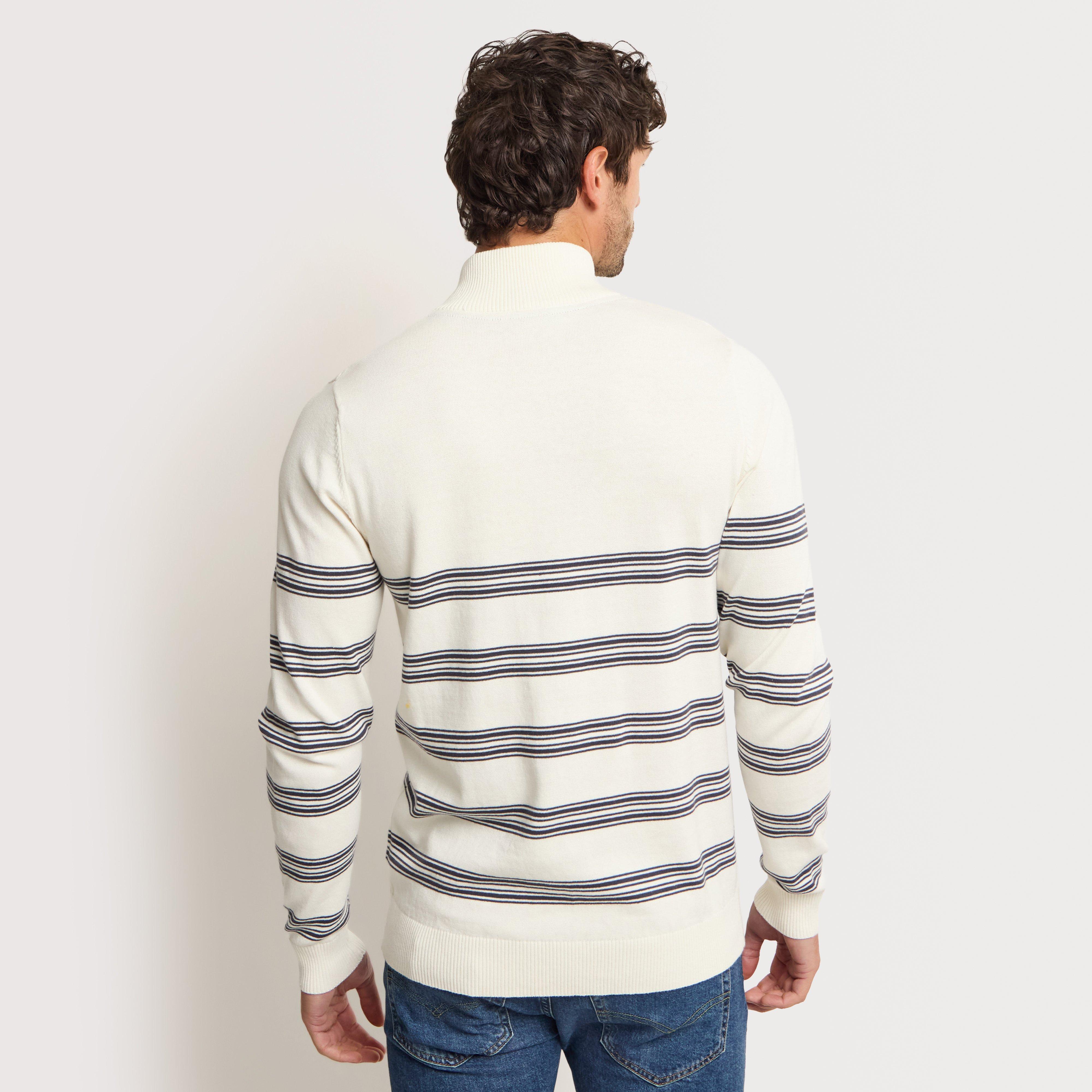 Men's Gunnar 1/4 Zip Fine Knit Stripe Jumper