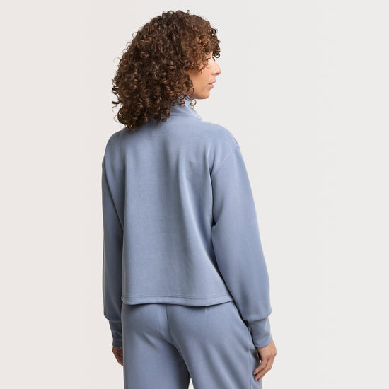 Women's Sand Wash Half Zip Crop Sweatshirt