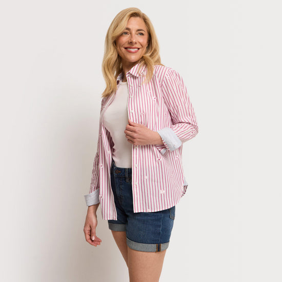 Women's Relaxed Fit Embroidered Cotton Poplin Shirt