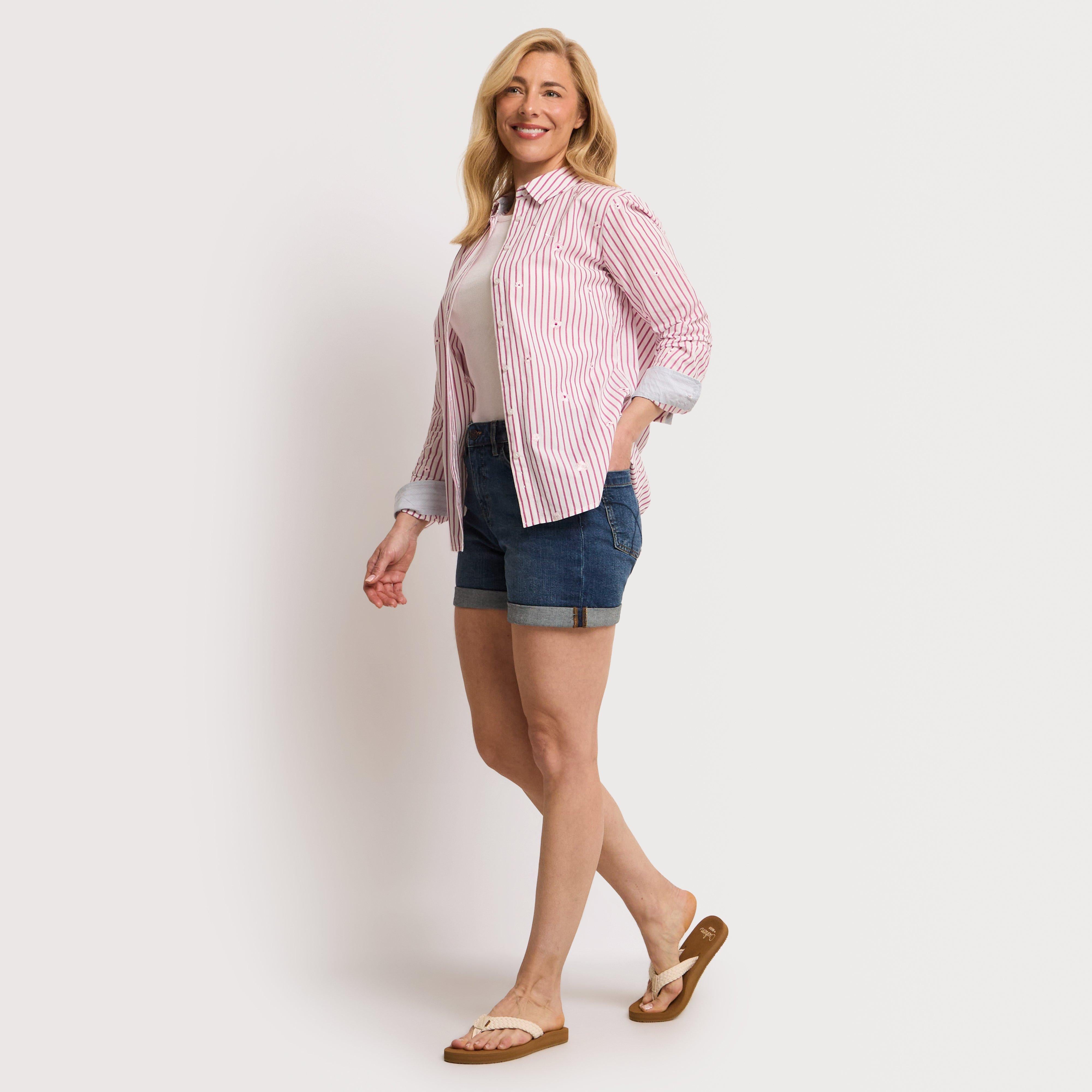 Women's Relaxed Fit Embroidered Cotton Poplin Shirt