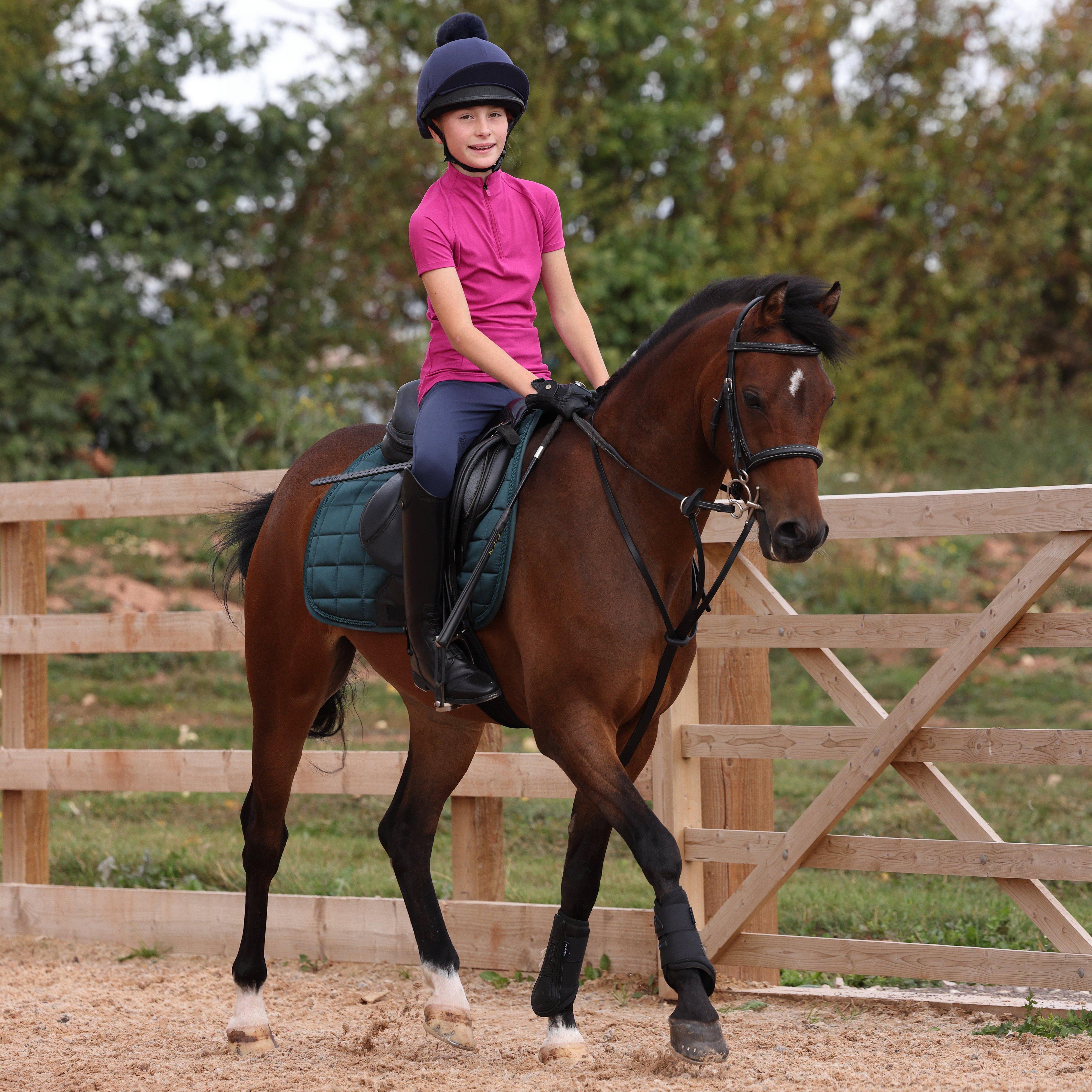 Young Rider React Short Sleeve Base Layer Fuchsia