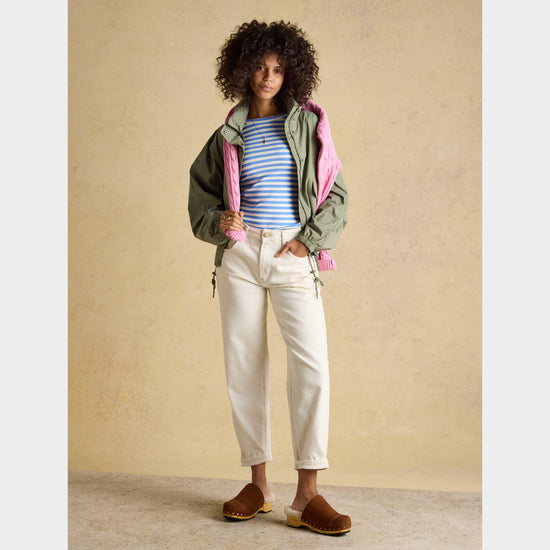 Women's Sophie Navy Striped Long Sleeve Ribbed Fitted T-Shirt