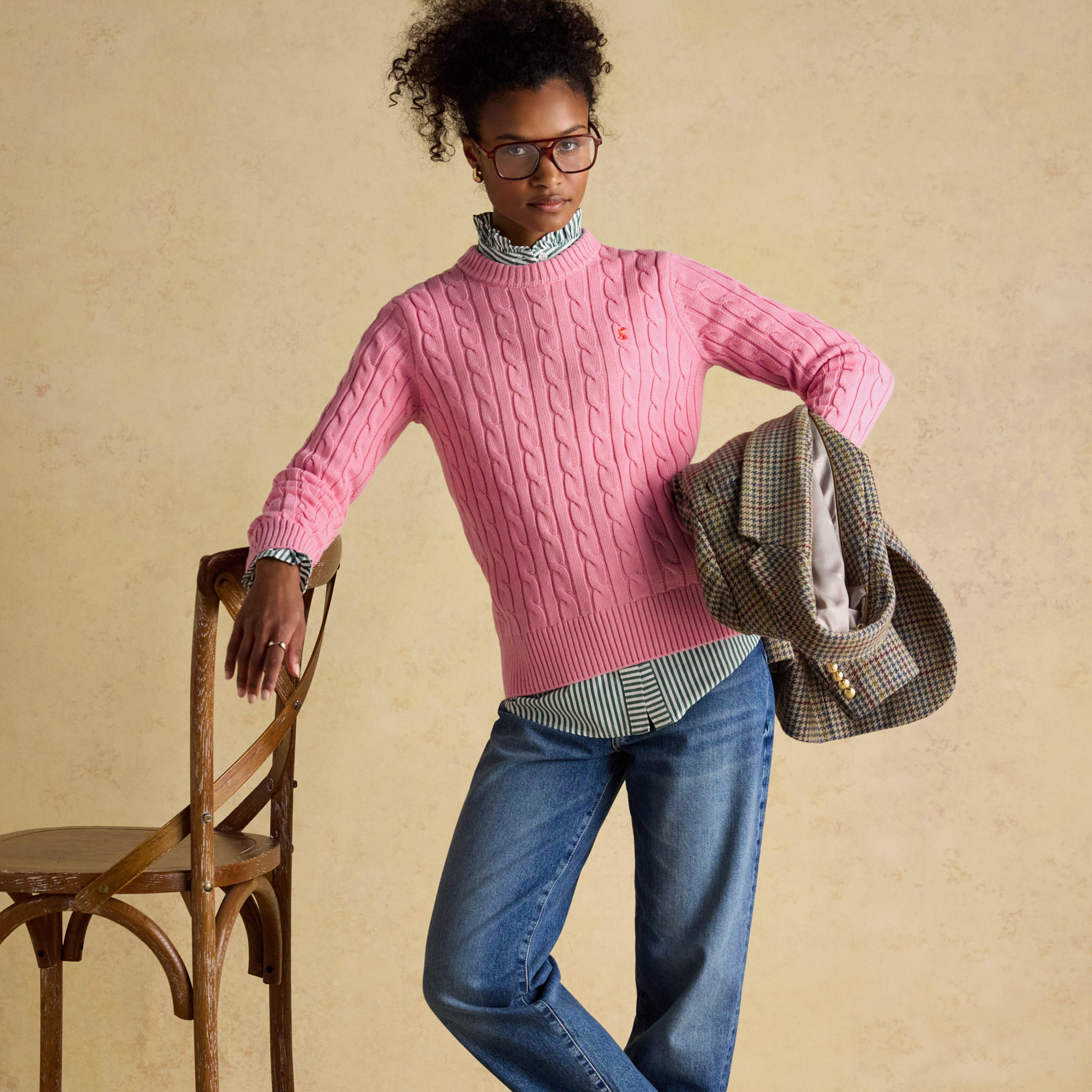 Classic Crew Neck Cotton Cable Knit Jumper