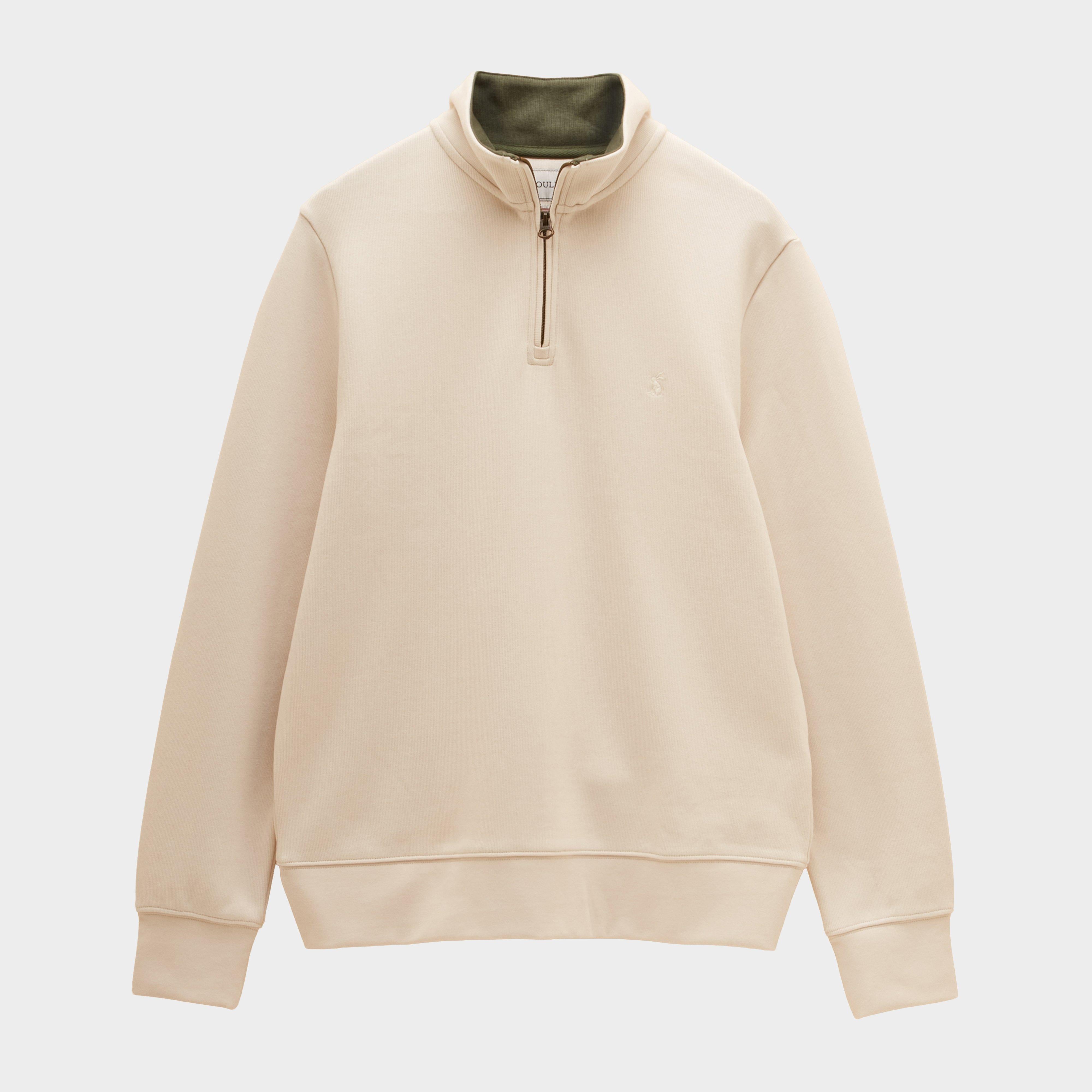 Men’s Alistair Cream French Ribbed Quarter Zip Sweatshirt