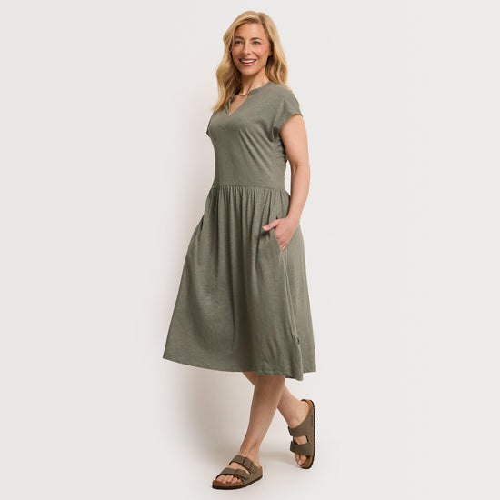 Women's Lilly Plain Jersey Notch Neck Dress
