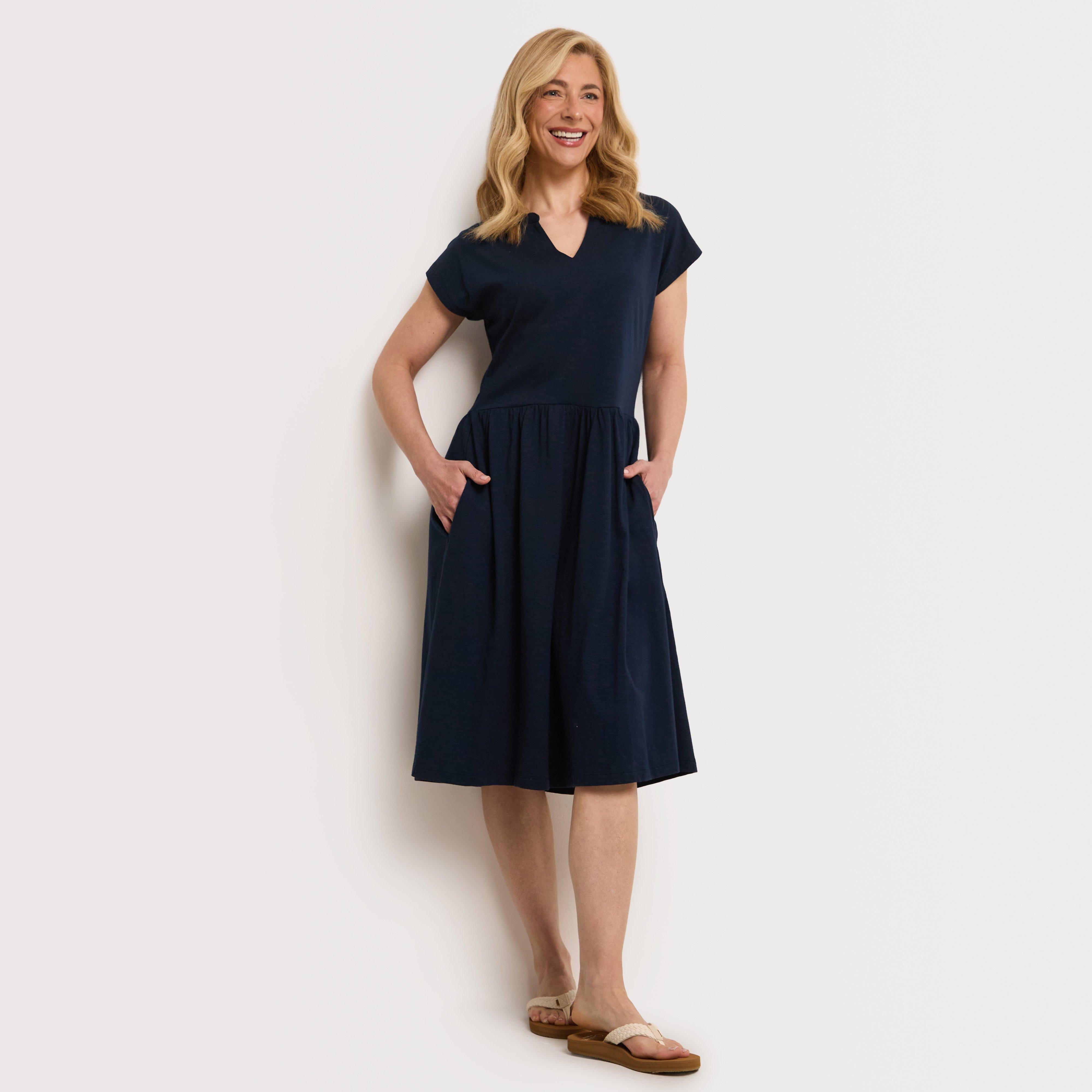 Women's Lilly Plain Jersey Notch Neck Dress