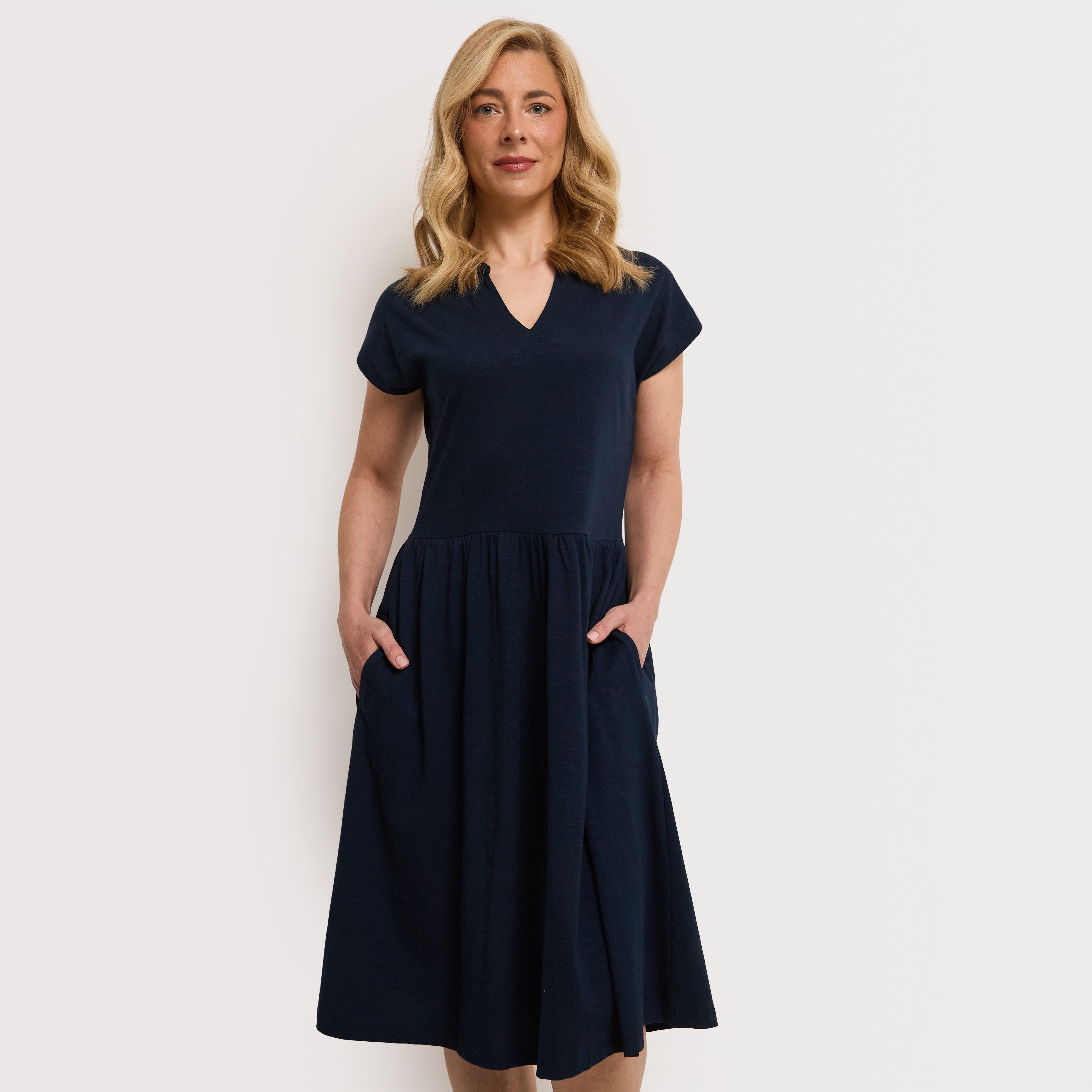 Women's Lilly Plain Jersey Notch Neck Dress