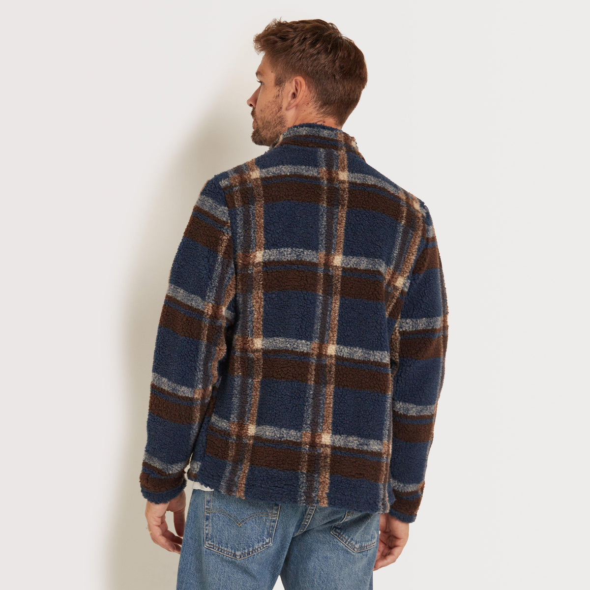 Men’s Leather Full Zip Fleece Jacket