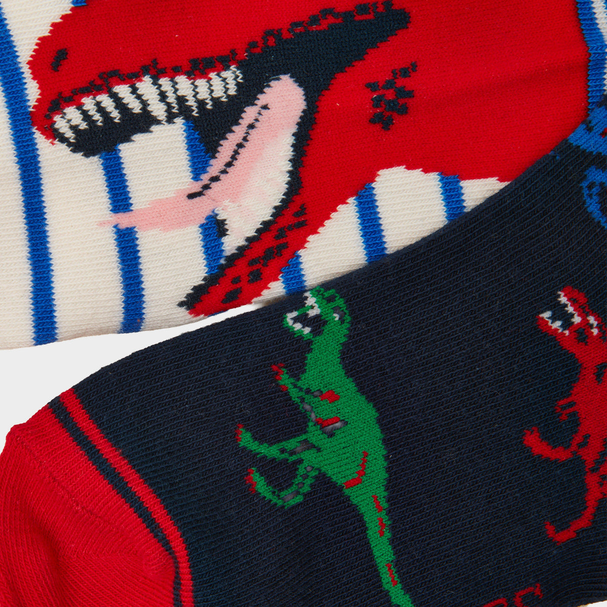Kids' Eat Feet Red Dino 2 Pack Socks