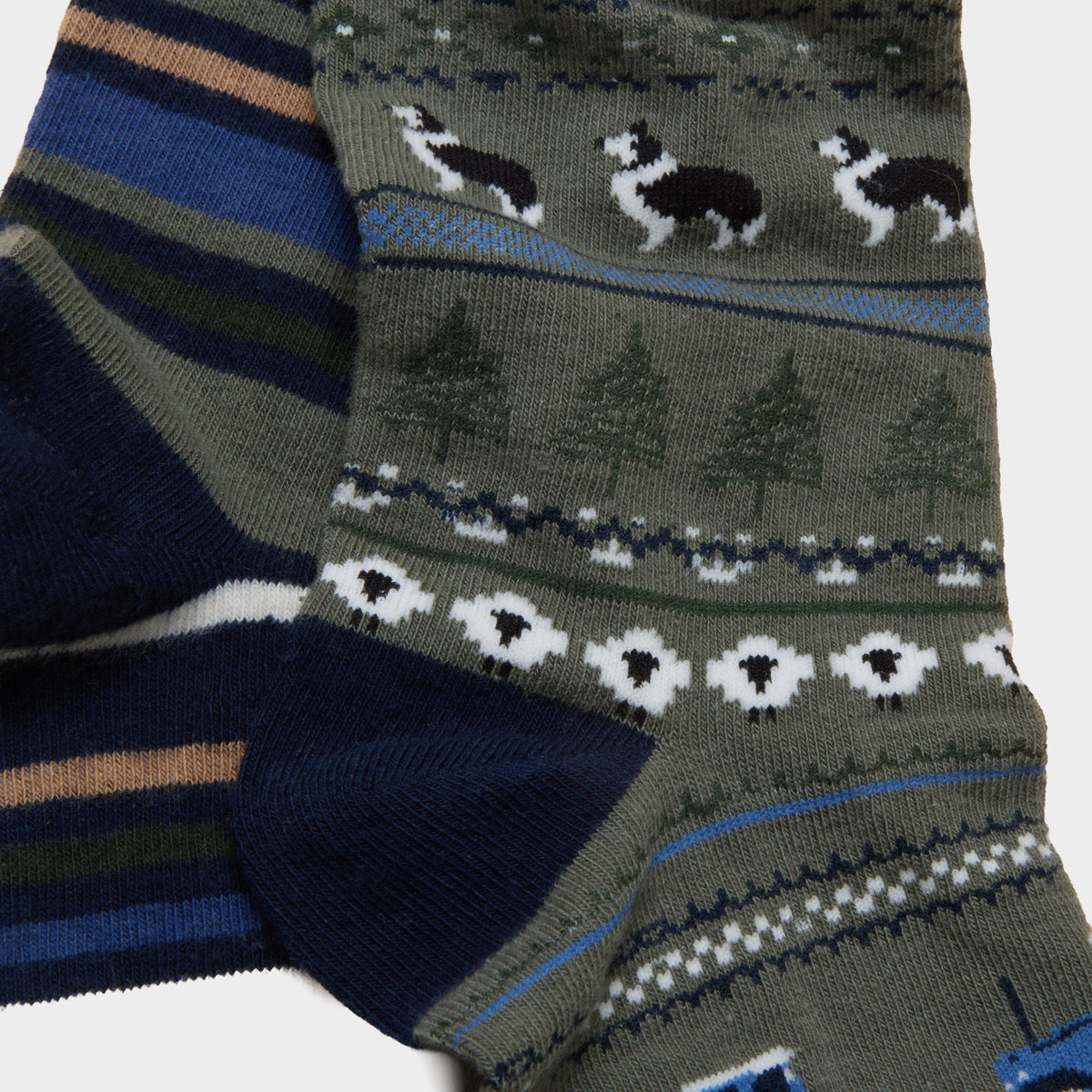 Men's Kingsbury Khaki Fairisle Socks 2 Pack