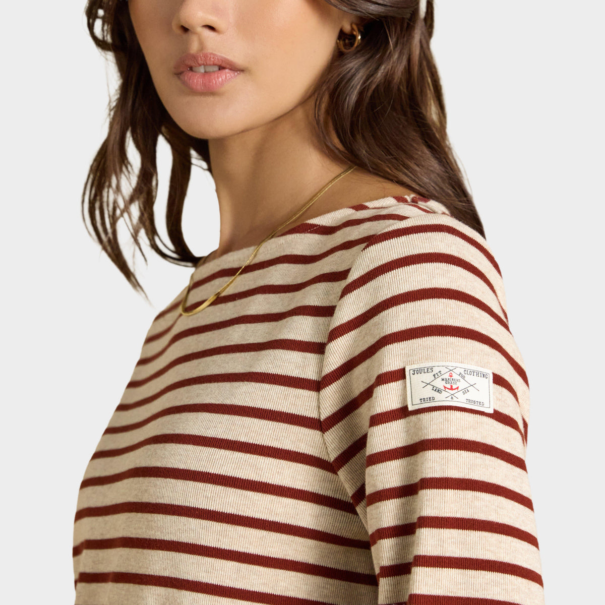 Women's Harbour Long Sleeve Striped Boat Neck Breton Top
