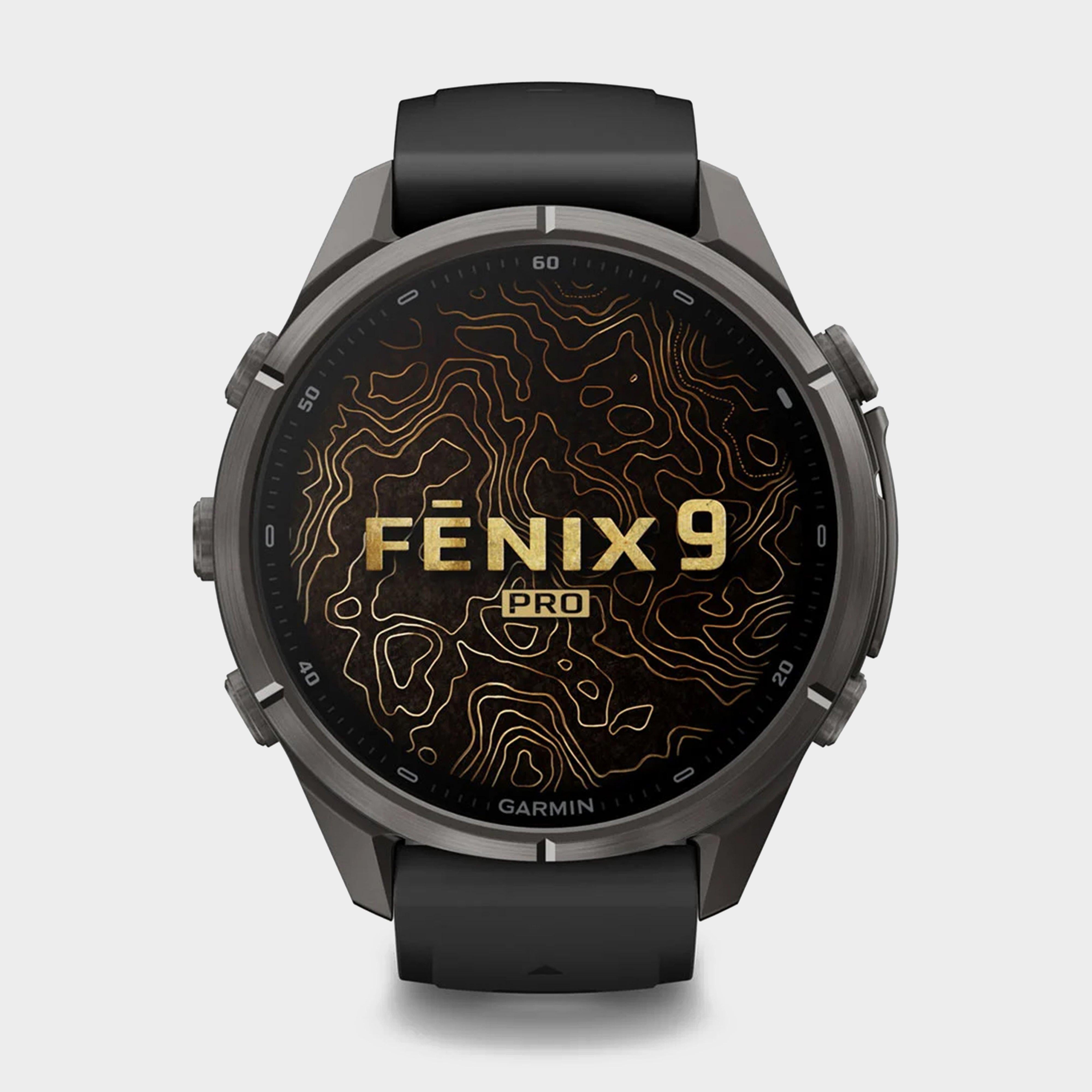 Garmin fenix® 9 Pro inReach® 43mm Carbon Grey DLC Titanium with Black/Pebble Grey Silicone Band