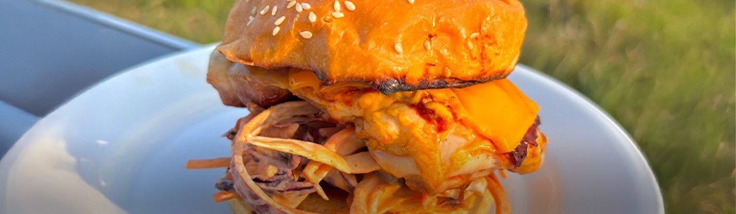 Crispy Chipotle Burgers with Spicy Slaw