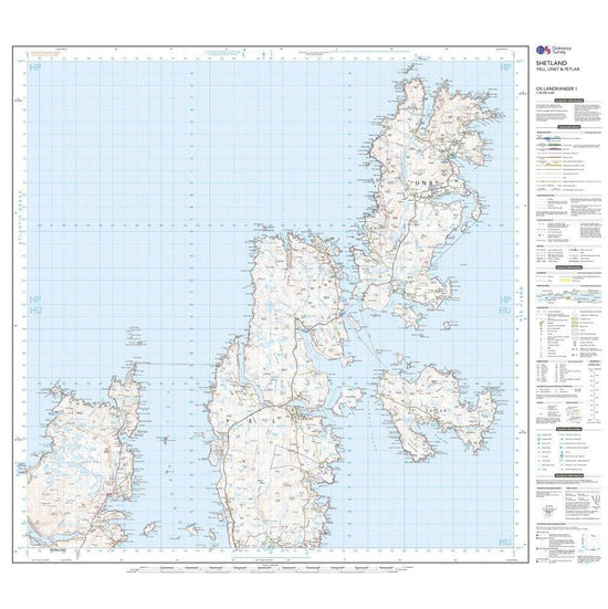 Landranger 1 Shetland  Yell, Unst and Fetlar Map With Digital Version