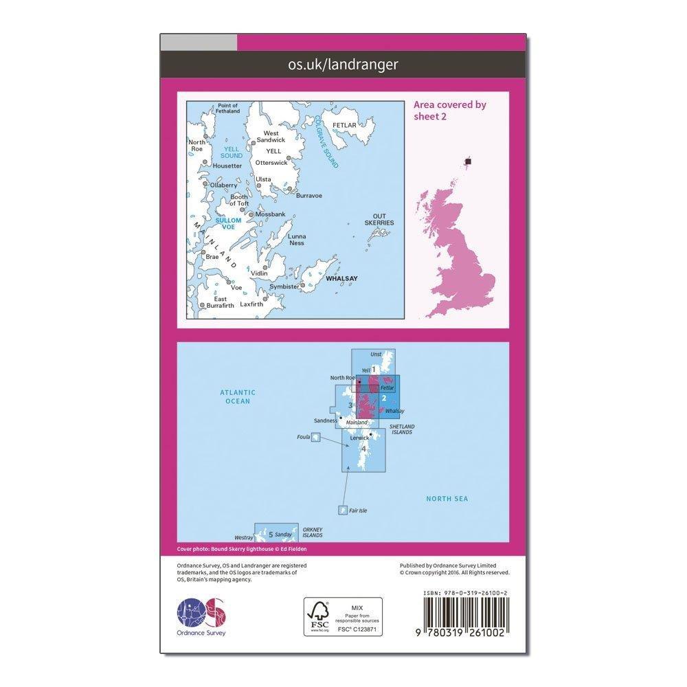 Landranger 2 Shetland  Sullom Voe  Whalsay Map With Digital Version
