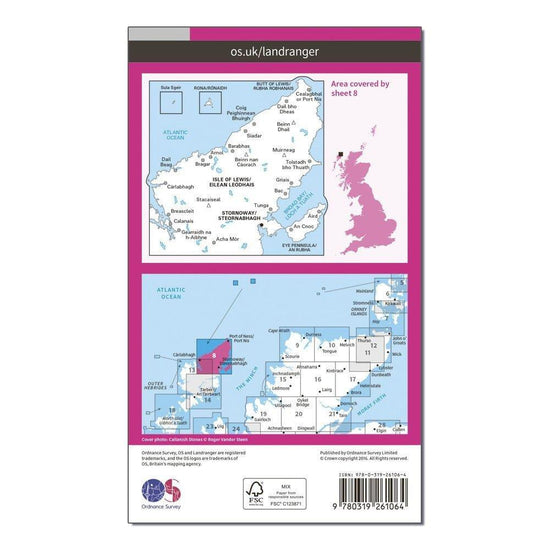 Landranger 8 Stornaway  North Lewis Map With Digital Version