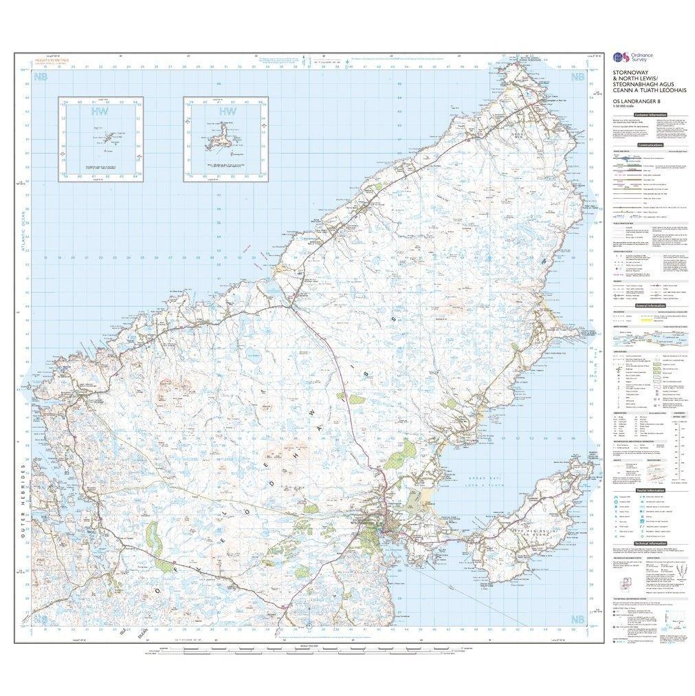 Landranger 8 Stornaway  North Lewis Map With Digital Version