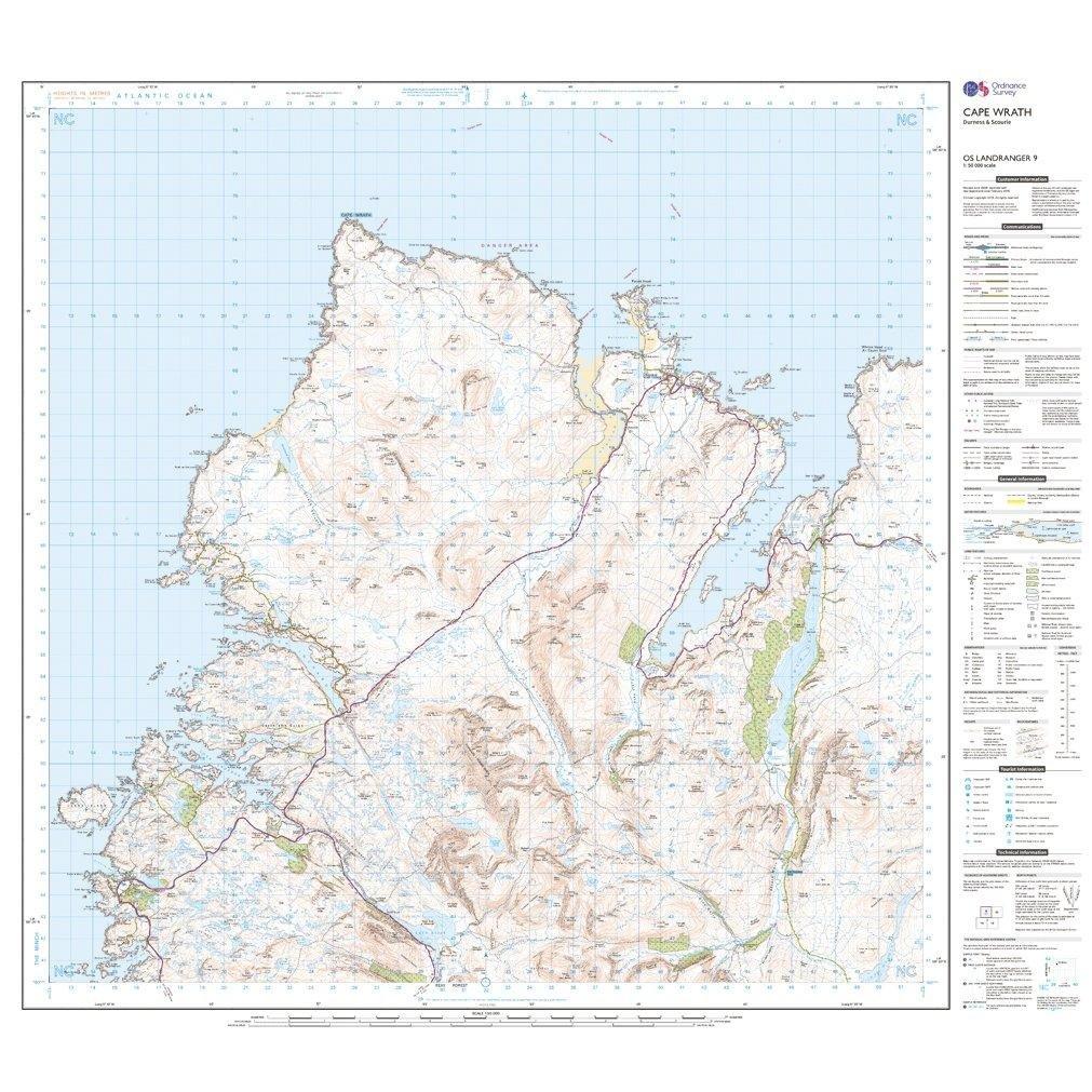 Landranger 9 Cape Wrath, Durness & Scourie Map With Digital Version