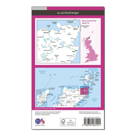 Landranger 12 Thurso & Wick, John O'Groats Map With Digital Version