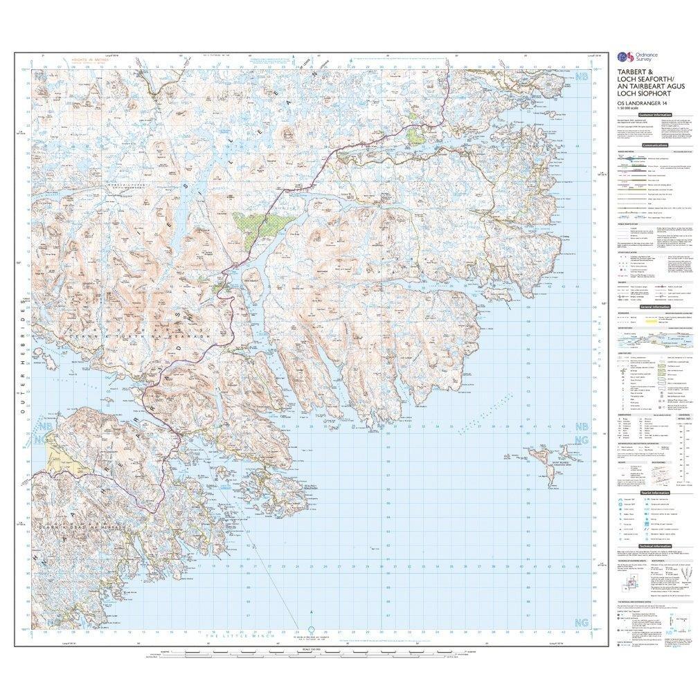 Landranger 14 Tarbert & Loch Seaforth Map With Digital Version