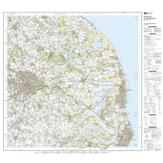 Landranger 134 Norwich & The Broads, Great Yarmouth Map With Digital Version