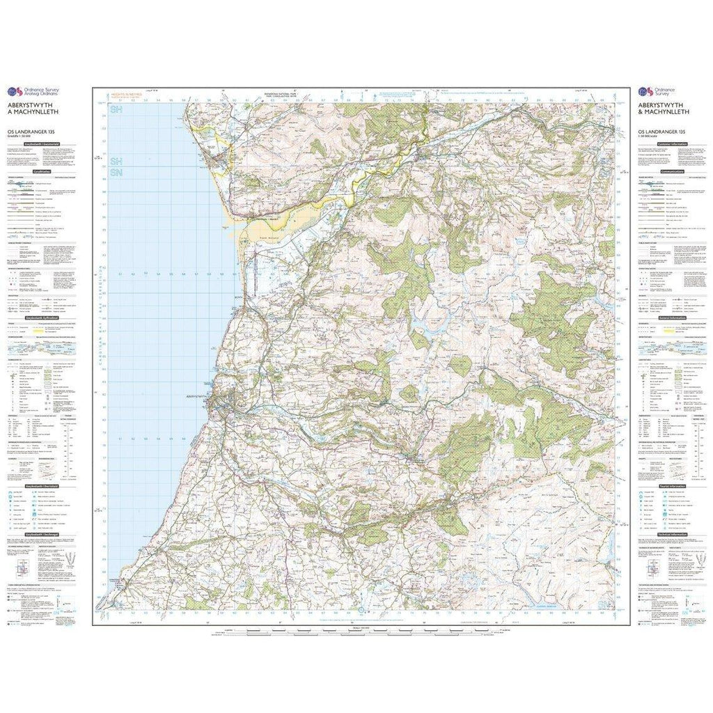 Landranger 135 Aberystwyth & Machynlleth Map With Digital Version