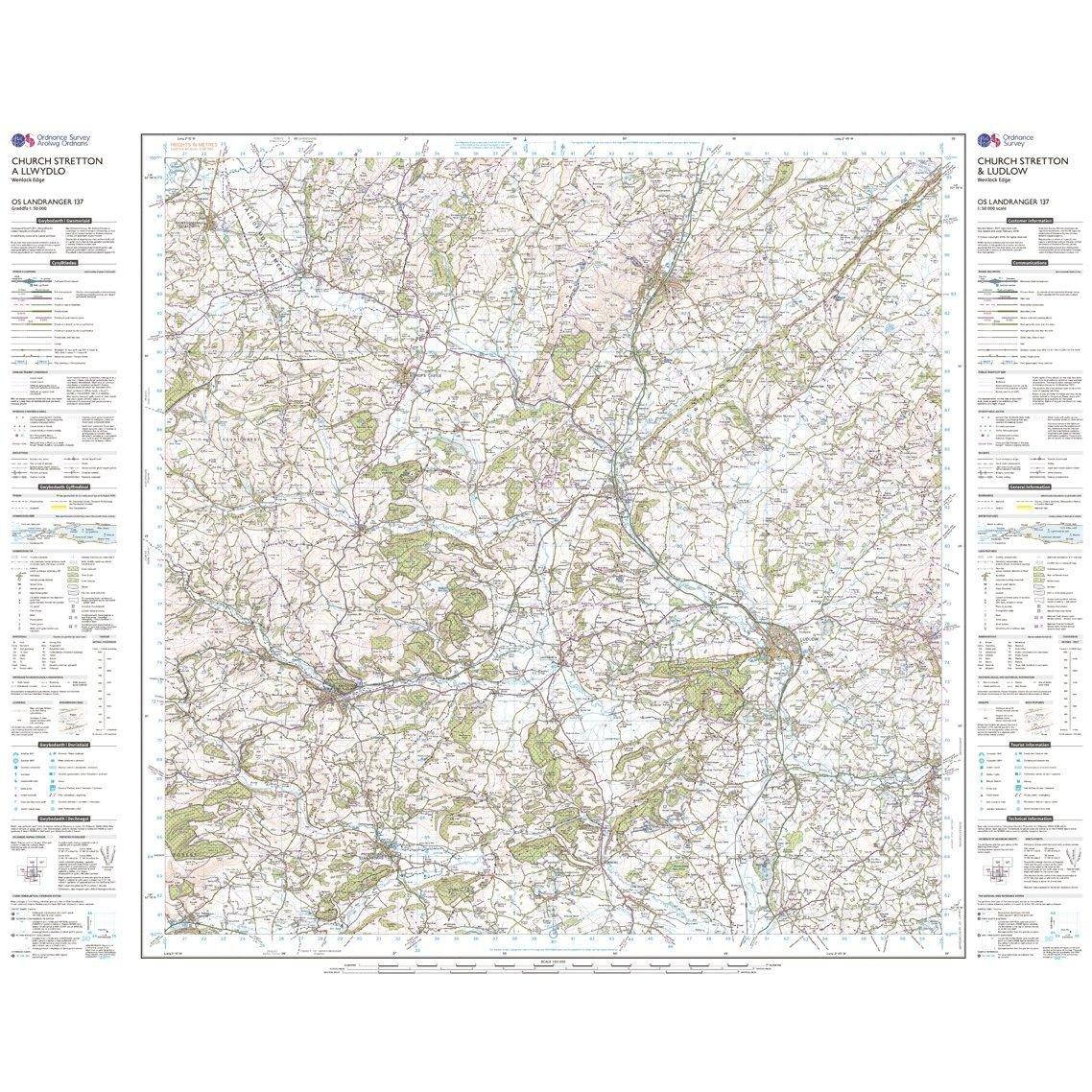 OS Landranger 137 Ludlow & Church Stretton, Wenlock Edge Map