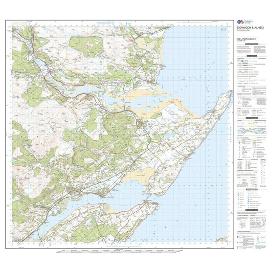 Landranger 21 Dornoch & Alness, Invergordon & Tain Map With Digital Version