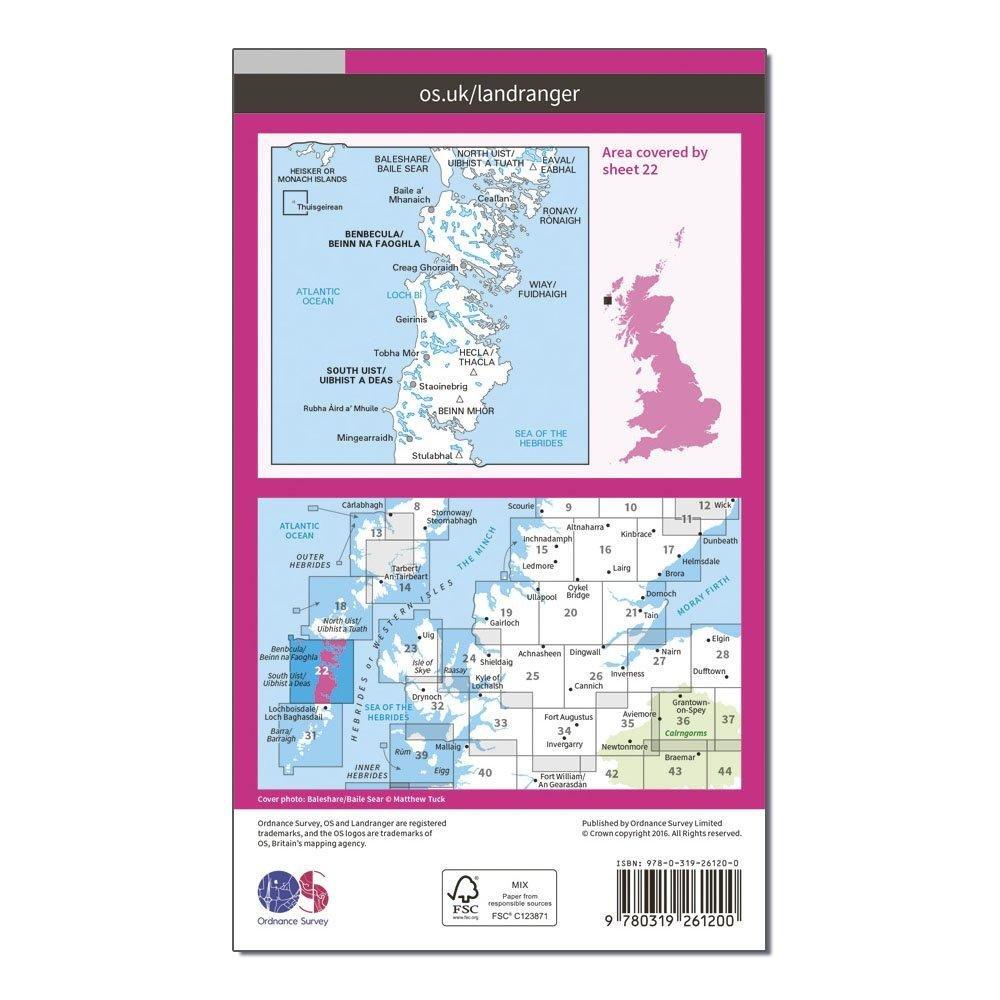 Landranger 22 Benbecula & South Uist Map With Digital Version