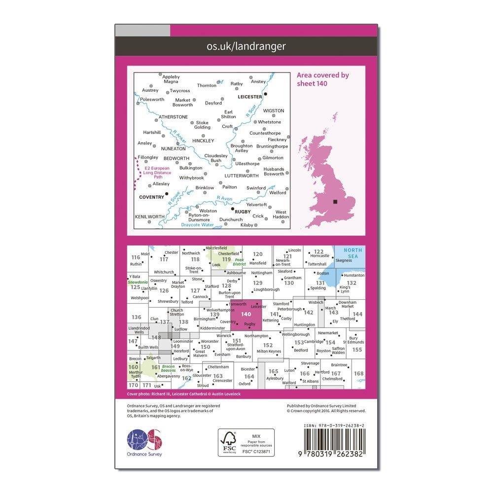 Landranger 140 Leicester Coventry  Rugby Map With Digital Version