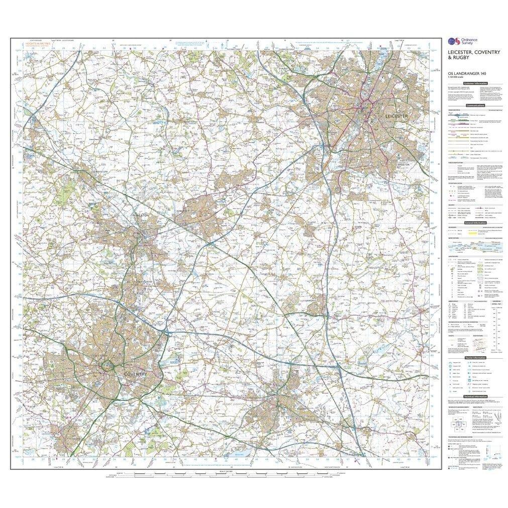Landranger 140 Leicester Coventry  Rugby Map With Digital Version