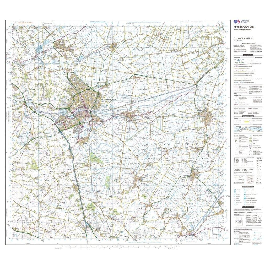 Landranger 142 Peterborough, Market Deeping & Chatteris Map With Digital Version