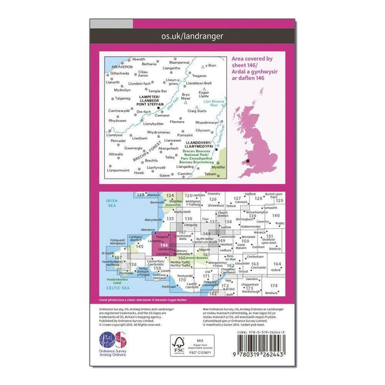 Landranger 146 Lampeter & Llandovery Map With Digital Version