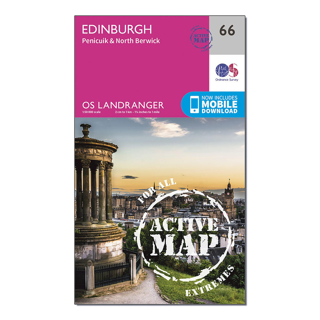 Landranger Active 66 Edinburgh Penicuik  North Berwick Map With Digital Version